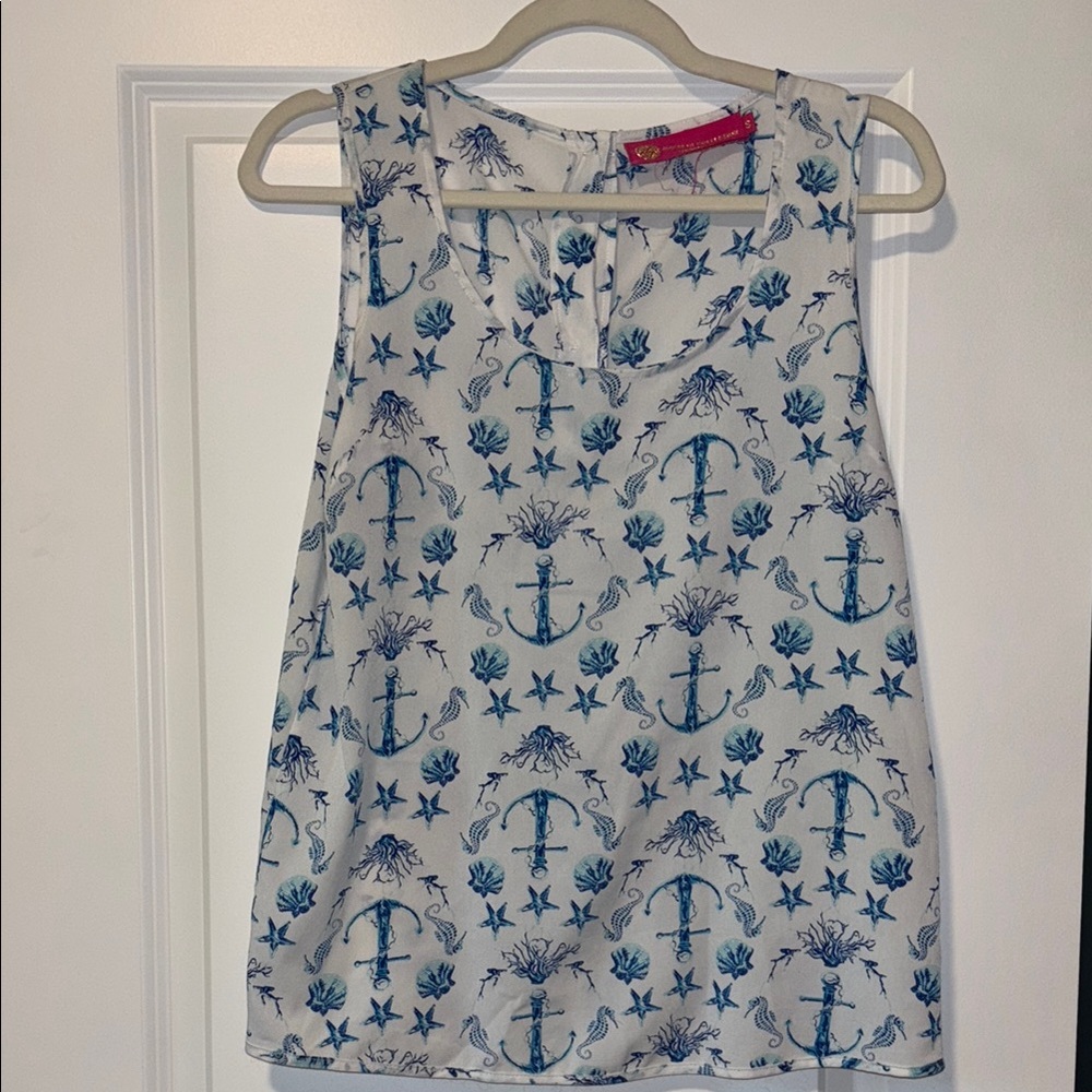 Macbeth Collection Blue and White Tank Top Nautical Style